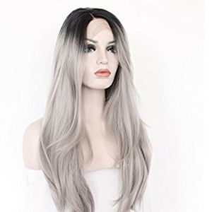 Black to grey ombre wig